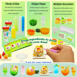 Make Mini Dessert Craft Kit for Kids,DIY Mini Food Toys with Imitation Cream,Create & Display Cream Creations, Art Activities, Great Gifts for Girls,Ages 8+