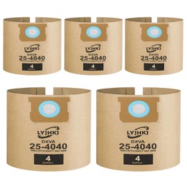 5 Pack DXVA25-4040 Vacuum Bags for DEWALT 4 Gallon Wet/Dry Vacuum, Disposable Shop Vac Bags, Dust Collection Bag Replacement