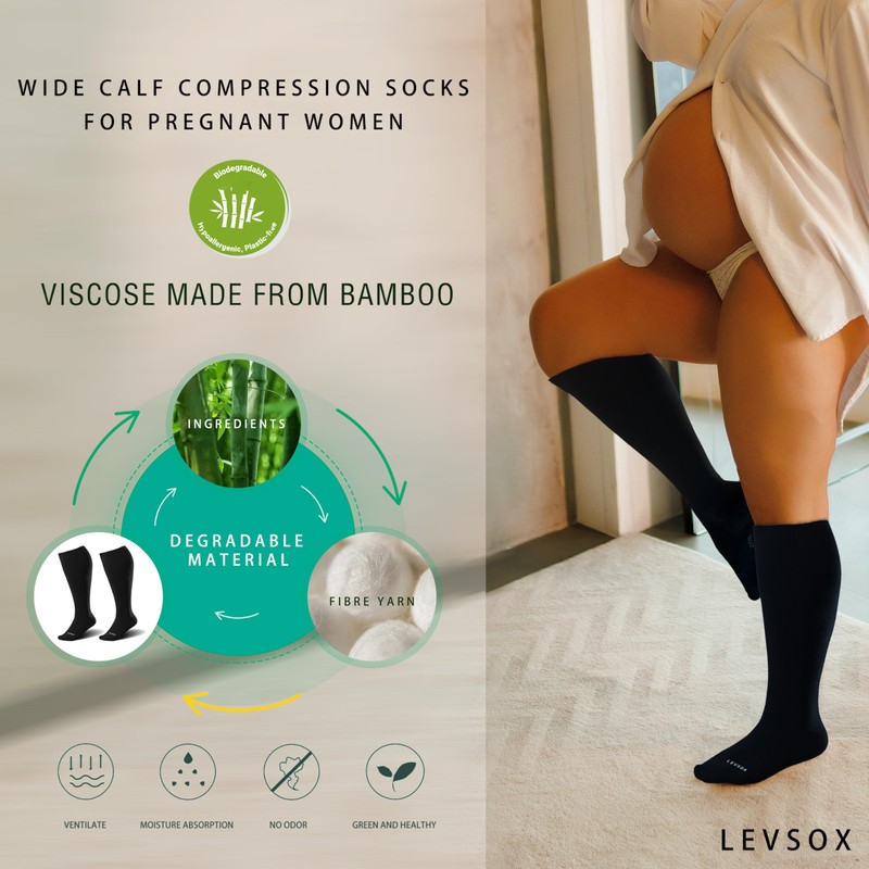 LEVSOX Plus Size Compression Socks for Women&Men Wide Calf 15-20