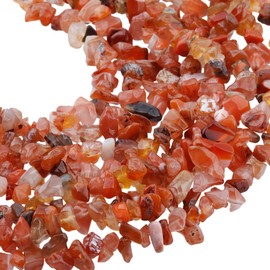 TUMBEELLUWA Polished Semi Precious Loose Beads for Jewelry Making, 5-8 mm Chips Tumbled Stones Beads 33" Strand, Carnelian