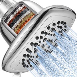 Cobbe Filtered Shower Head, 7 Modes High Pressure Shower Heads - 16 Stage Shower Head Filter for Hard Water for Remove Chlorine and Harmful Substances (Luxury Polished Chrome, 6 Inch Square)