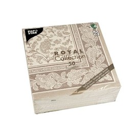 Papstar – 50 Serviettes ROYAL Collection 1/4-fold 40 cm x 40 cm Mocha # 19894 with Ornamental Design