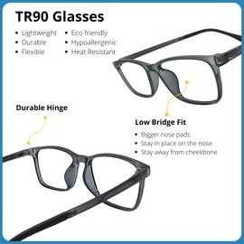 ProEyes Preston, Progressive Blue Light Blocking Readers, 0 Strength on Top Lens, Lightweight, Flexible, Durable
