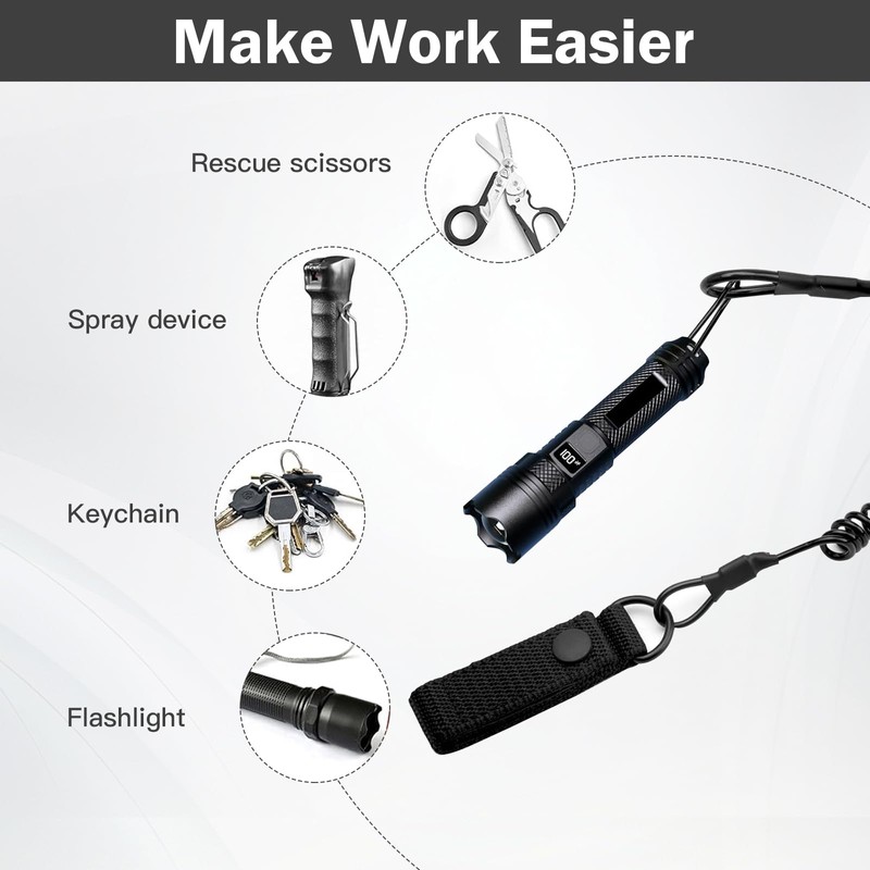 Chingcoo Tactical Lanyard, Spiral Key Ring, Elastic Spiral Cable, Tactical