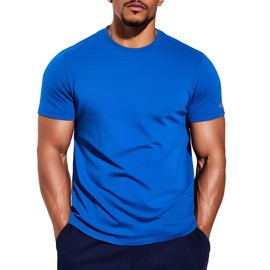 Zengjo Mens Running Shirts Quick Dry Lightweight Moisture Wicking Short Sleeve Gym Workout Athletic Tee(Blue,XX-Large)