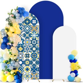 Newwiee Set of 3 Amalfi Coast Wedding Arch Cover 8ft, 7.2ft, 6.6ft, Spandex Fitted Wedding Arch Covers for Birthday Party Decor