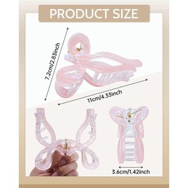 Mesovor 4 Pack Elegant Bow Hair Claw Clips, Nonslip 4.3" Large Hair Grip Hairclips for Thin and Thick | Acrylic Hair Strong Hold Hair Jaw Clamps (Mermaid Stripes)