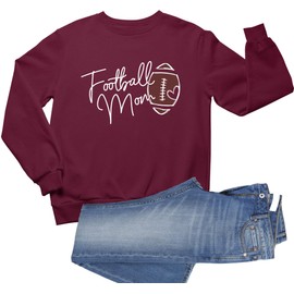 Go All Out XX-Large Maroon Mens Cute Script Football Mom Game Day Sweatshirt Crewneck