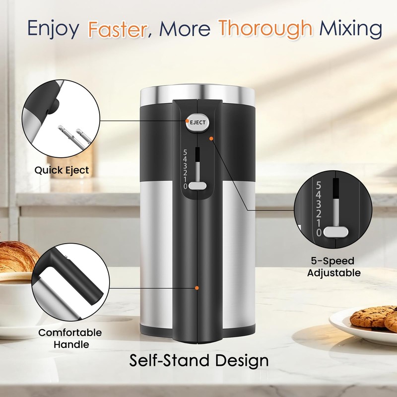 Powerful 600W Hand Mixer, 5-Speed Electric Hand Held Mixer for