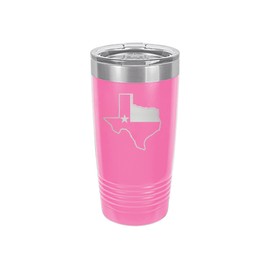 Rogue River Tactical Funny Texas Flag 20 Oz. Stainless Steel Travel Tumbler Mug Cup w/Lid Vacuum Insulated Hot or Cold (Pink)