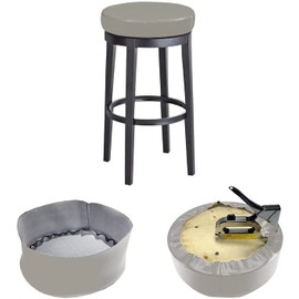 Bar Stool Replacement Cover Round DIY Staple On Heavy Duty Commercial Vinyl Restaurant Kitchen Office Exam Chair (16 inch Diameter, Gray)