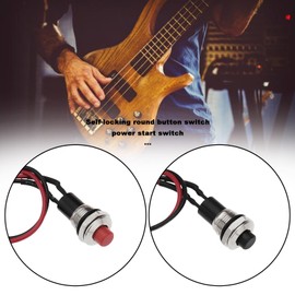 VGOL Pack of 2 Kill Switches for Electric Guitar, 10 mm, Round Pressure Switch, Momentary Pressure Switch with Cable for Electric Guitar and Home Appliances