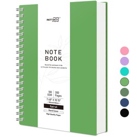 RETTACY B5 Dotted Notebook, Bullet Dot Grid Journal, Wirebound Spiral Notebooks 300Pages /150 Sheets for Writing,100gsm, PVC Hardcover, for Women Men Work Office School,19 x 25 cm - Green