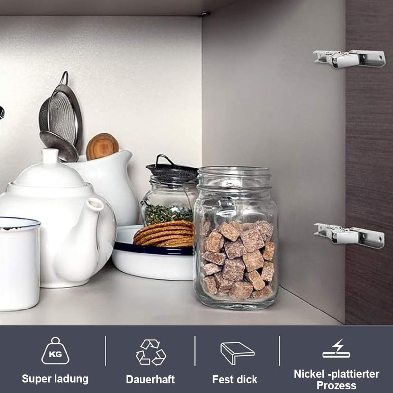 Shelf Hinge, Pack of 4 Hinges Foldable, 90/180 Stainless Steel