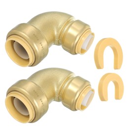 PATIKIL 90° Elbow Stop Valve 3/4" x 1" Compression Water Shut Off Valve with 3/4" Disconnect Clip for Faucet Toilet Pex Copper Cpvc Pipe Brass, Gold