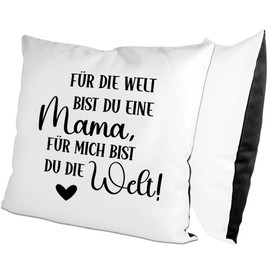glitzertassen.de® | Für die Welt bist du eine Mama | Cushion with Saying | Gift | Mother's Day | Cushion with Print | Love | Decorative Cushion | Photo Cushion | Cuddly Cushion | White/Black