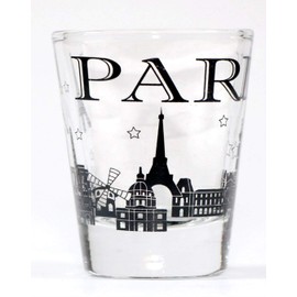 Paris France Black Landmarks Collage Shot Glass