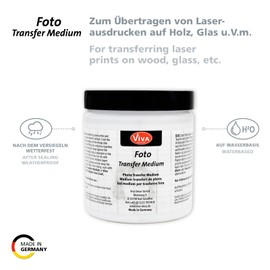Viva Decor Photo Transfer Medium (Transparent, 250 ml) Photo Transfer - Photo Transfer to Wood, etc. - Photo Transfer Paper - Prints - Made in Germany
