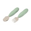 Beaba Stainless Steel Fork and Spoon Pre Cutlery Set, Sage