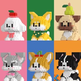 YCJZXMS 2-in-1 mini Dog Building Blocks&6 mini Dog Building Block Sets, Family Team Game Building Blocks, Combining Education and Entertainment, Preferred Party Gifts