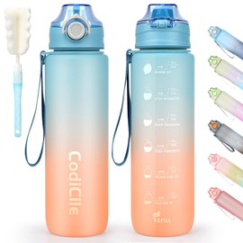 Gobravio Sports Water Bottle 1L Drinks Bottle BPA Free Water Bottle with Lock Cover & Leak Proof,for Gym, School,Cycling,Outdoor,Sports,Fitness& Office