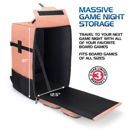 ENHANCE Collector's Edition Board Game Backpack - Reinforced Rigid Board Game Storage with Padded Shoulder Straps, Carrying Handle, and Accessories Pockets for Dice, Cards, More (Dragon Pink)