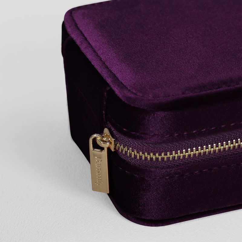 Dansmiy ジュエリーボックス, ベルベット素材, ミラー付き, リング・ピアス・ネックレス収納ケース, 多色展開, 旅行用 (復元性ベルベット, 紫色)