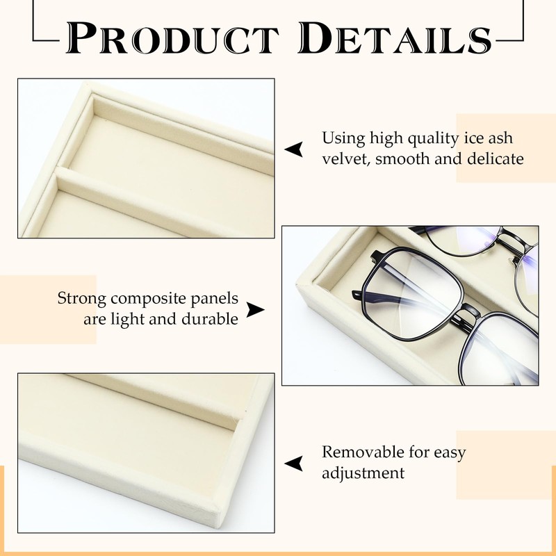 Batiyeer Sunglasses Organizer Storage Tray 10 Grids Eyewear Watch Holder