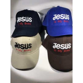 Tri Star Jesus Hat Cap Unisex  Adjustable One Size Fits All   "Jesus Is My Boss" - Black