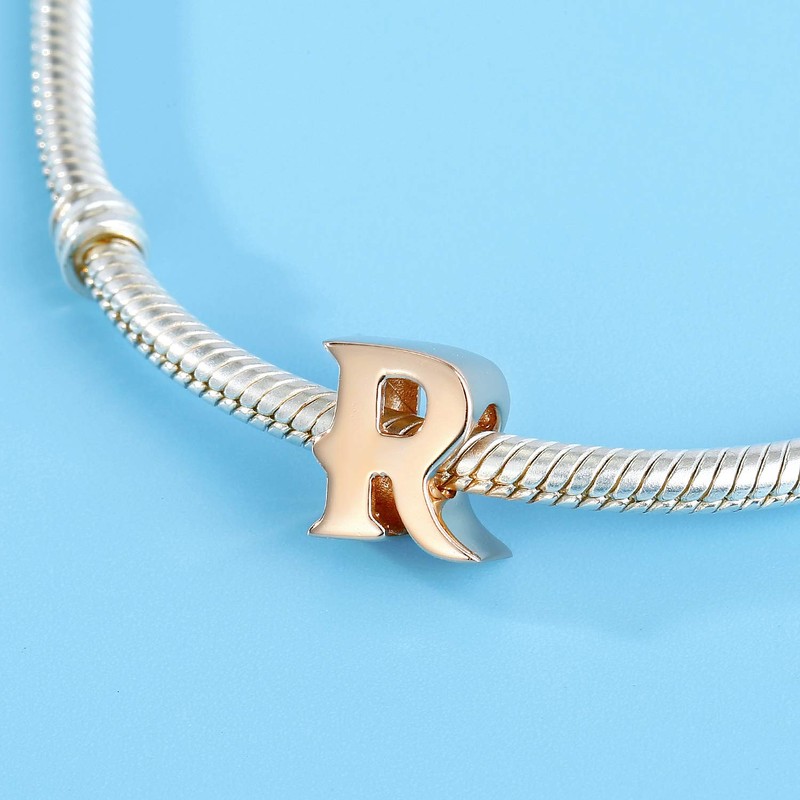 Rose Gold Letter Charms Solid Sterling Silver Initial A-Z Alphabet