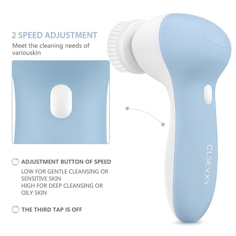 Rechargeable Facial Cleansing Spin Brush Set with 7 Exfoliating Brush