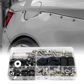 Shopauto Anodized Aluminum Washer Hardware Kit Compatible with Widebody and Fender Flare Installation, 48-Piece M6 x 18mm Black Cone Washer Kit