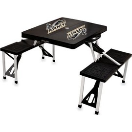 Army Black Knights - Picnic Table Portable Folding Table with Seats, (Black)