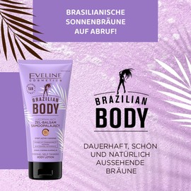 Eveline Cosmetics Brazilian Body Firming Self-Tanning Gel Balm with Erythrulose, DHA & Vitamin E - Vegan Formula for Natural, Radiant Tan & Hydrated Skin