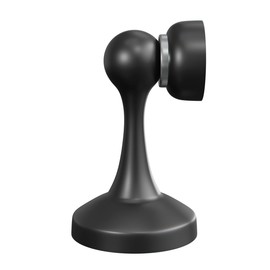 Amig - Magnetic Door Stop with Holding Function | For Floor or Wall | Strong Magnet | Easy Installation Included | Includes Mounting Material | Stainless Steel | Black | Diameter 55 x 85 mm