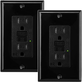XIMAOEASE GFCI Outlet,Self-Test,Electrical Outlet with Thinner Design,WR Weather Resistant GFCI Receptacle,Ground Fault Circuit Interrupters,Indoor or Outdoor Use,UL Listed (2, Black, 15 Amp)