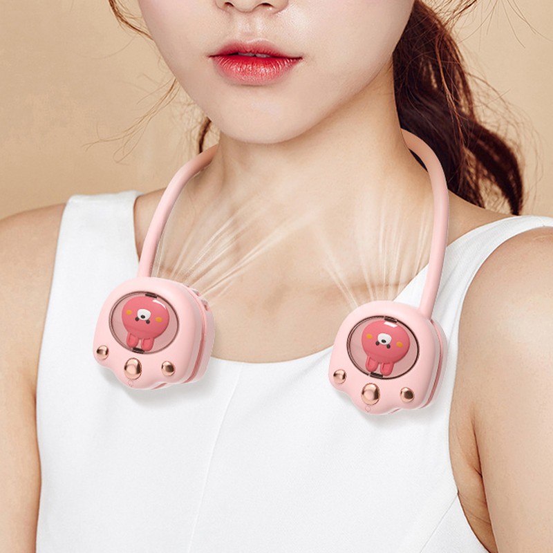 Neck Fan Cute Cat Claw Design 3 Gear Adjustment Bladeless
