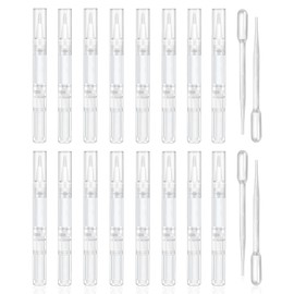 uadbau 16 Pcs 3ml Empty Cuticle Oil Pen with 4 Pcs Transfer Pipettes - Transparent Nail Oil Twist Pens with Brush Tip for Nail Oil, Eyelash Growth Liquid, Cosmetic Lip Gloss Container Applicators