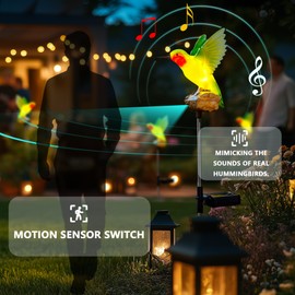 Cubular Birdsong Hummingbird Garden Decor Statues Stake Figurine Solar Lights for Outside Lawn Yard Porch Patio Flowerbed Christmas Decorations Outdoor for Moms Birthday (Green Hummingbird)