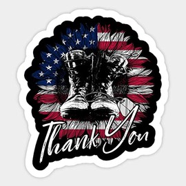 Thank You Veterans Us Flower Flag Sticker Vinyl Decal Military Stickers for Car Bumper, Van,Truck,Laptop,|Waterproof| 5" (Design 04)