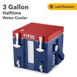 RTIC Halftime Water Cooler Portable Carrier Container, Drink Beverage Dispenser, Stackable with 2 Taps, Bottleless, BPA-Free, for Sports, Camping, BBQ, Parties, Picnic, & More, Patriot