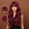 Peluca Rojo Para Mujer Larga Ondulada Flequillos Natural