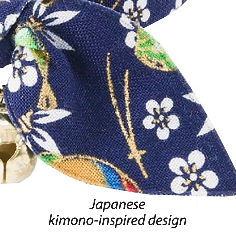 Necoichi Kimono Ribbon Cat Collar, Blue,1 Count, 0.04 kg