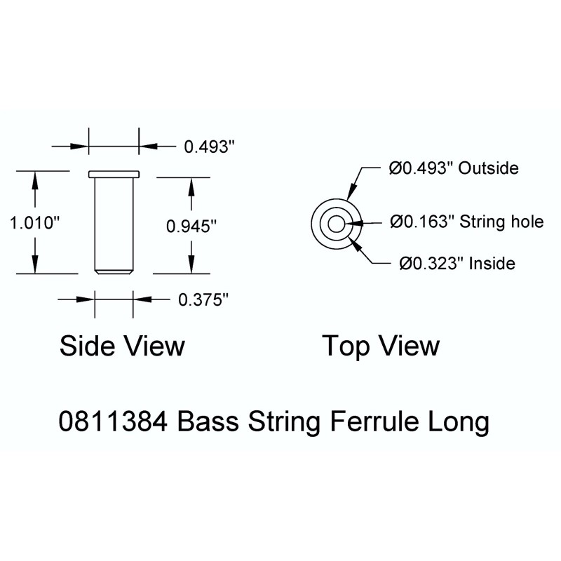 Bitterroot Guitars String Ferrule Bass Deep Rear 3/8 Inch Chrome