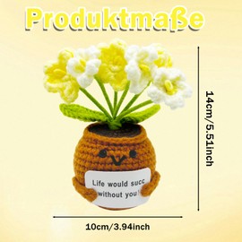 YKCNNBB Pocket Hug Häkeln Vergissmeinnicht Blume (Verblassendes Gelb) - Positive Kartoffel Deutsch Ersatz，Kleines Dankeschön Geschenk für Freunde Kollegen und Famili