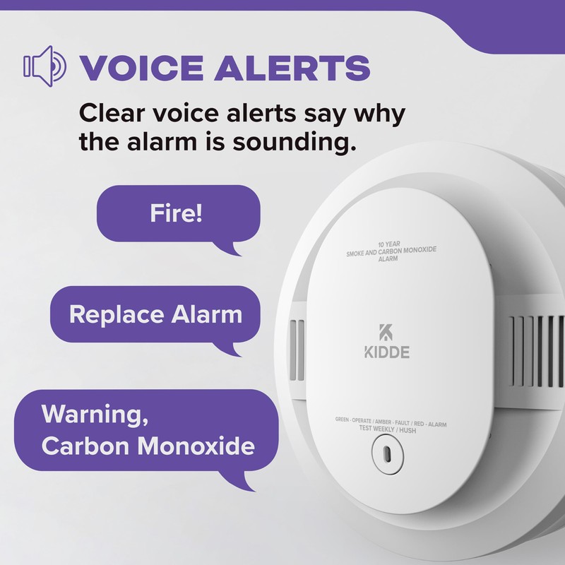 Kidde Smoke & Carbon Monoxide Detector, 10-Year Battery Powered, Voice