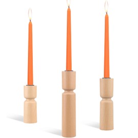 MILIVIXAY Decorative Wood Candle Holder Set of 3-Home Decor Taper Candle Stand,Natural Beech Wood Candlestick Holders Coffee Table Mantle Decor Centerpieces for Fireplace,Living or Dining Room Table.