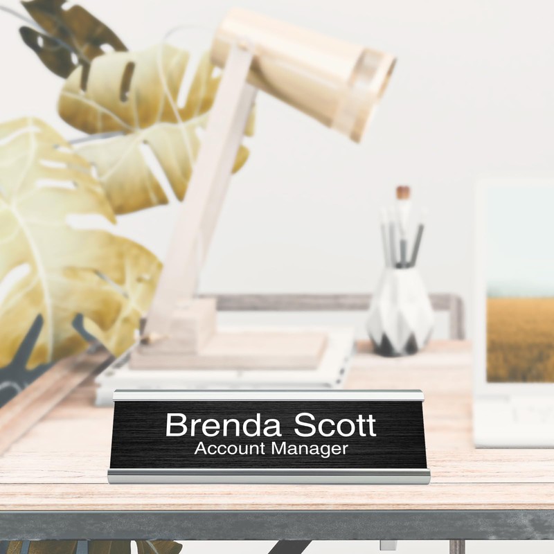 10 Pack 2" x 8" Aluminum Desk Name Plate Holder,