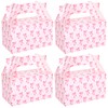 FYSUIMU 24Pcs Pink Bow Treat Boxes with Handles Pretty Bow