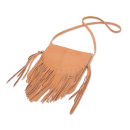 NOVICA Artisan Handcrafted Leather Sling Bag Handbag Caramel from Bali Handbags Brown Slings Shoulder Indonesia Bohemian ' Caramel Travels'